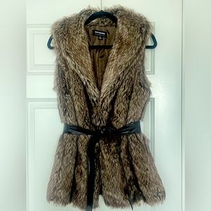 CoffeeShop Faux Fur  Jacket in Brown Women' size XLarge Mob wife Chic